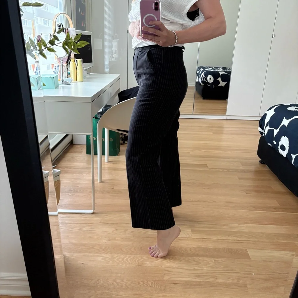 THE GREAT. Black Pinstripe Ankle Pants - Picture 7 of 7
